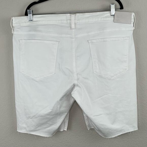 Paige Federal Iced Frost White Denim Raw Hem Cut Off Jean Shorts 30/32 NWT - Picture 4 of 12